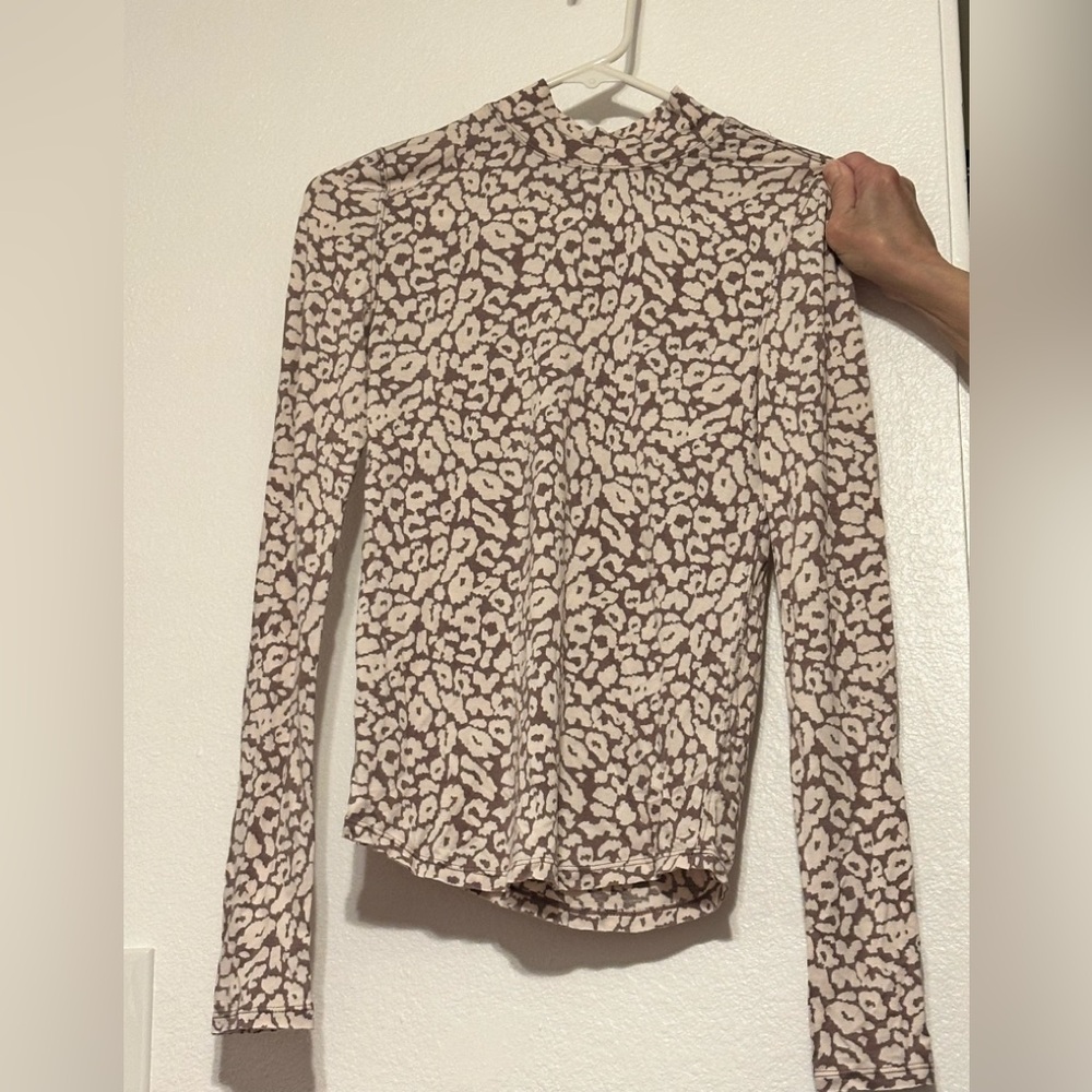 Free People Beige and Cream Patterned Long Sleeve Top